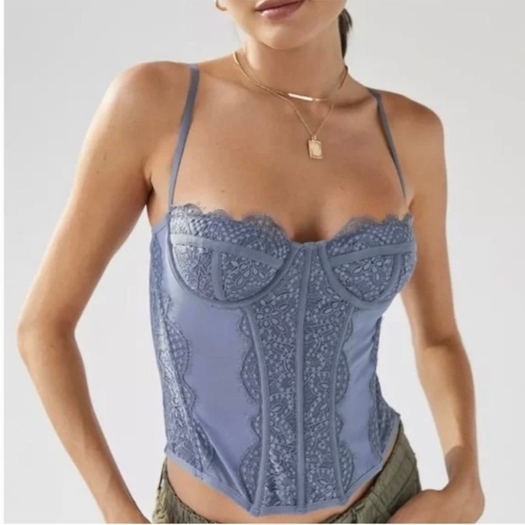 Urban Outfitters Tops - Urban outfitters coquette Corset fairy grunge lace blue lingerie ethereal small